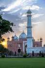 India, Uttar Pradesh, Agra. Taj Mahal, side vertical view of Main gate at sunset Art Print